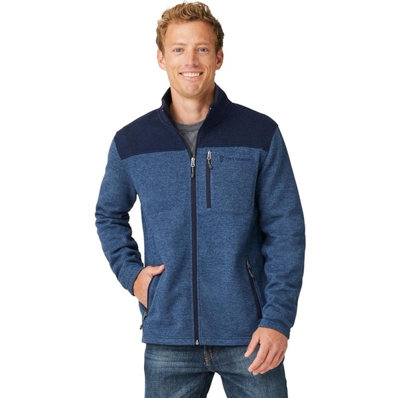 Free Country Men's Frore II Knit Fleece Jacket Sz Medium Blue Full Zip Collared - Picture 1 of 15